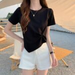 Cotton Blend Women’s Casual T-Shirt – Classic Black